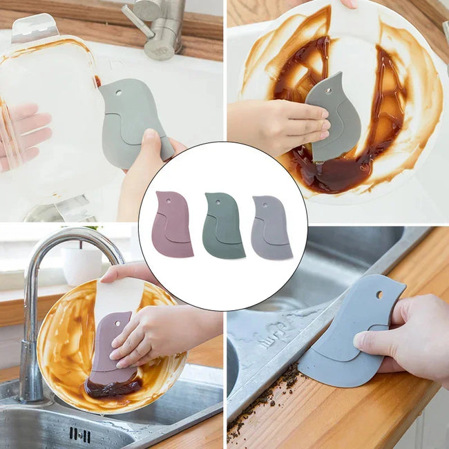 1/3/5pcs kitchen multifunctional soft scraper, dirt and grease cleaning tool, silicone scraper for cleaning pots and oil stains Main Image