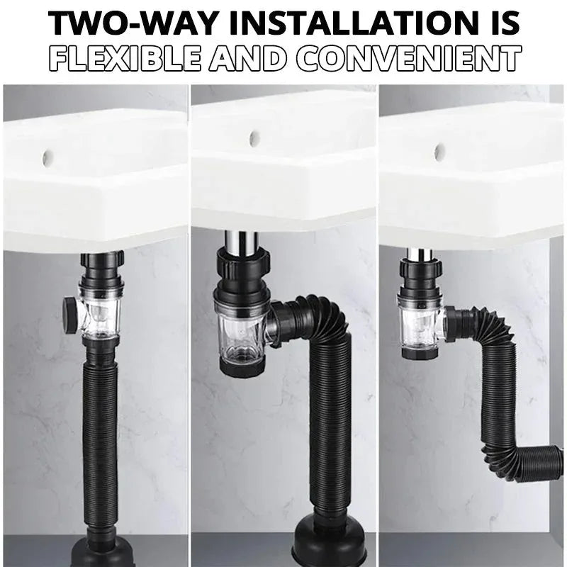 1-3 PCS Flip Top Anti-Odor Drain Pipe Set Sink Drain Retractable Deodorizing Filter Flexible Downspout Bathroom Anti Clogging
