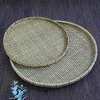 Bamboo Weaving Flat Perforated Sieve Dustpan Household Weaving Handmade Bamboo Products Bamboo Sieve porose roundness