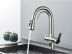Black Purification Kitchen Faucets Pull Out Kitchen Water Filter Tap 3 Way Mixer Tap torneira para cozinha de parede Crane