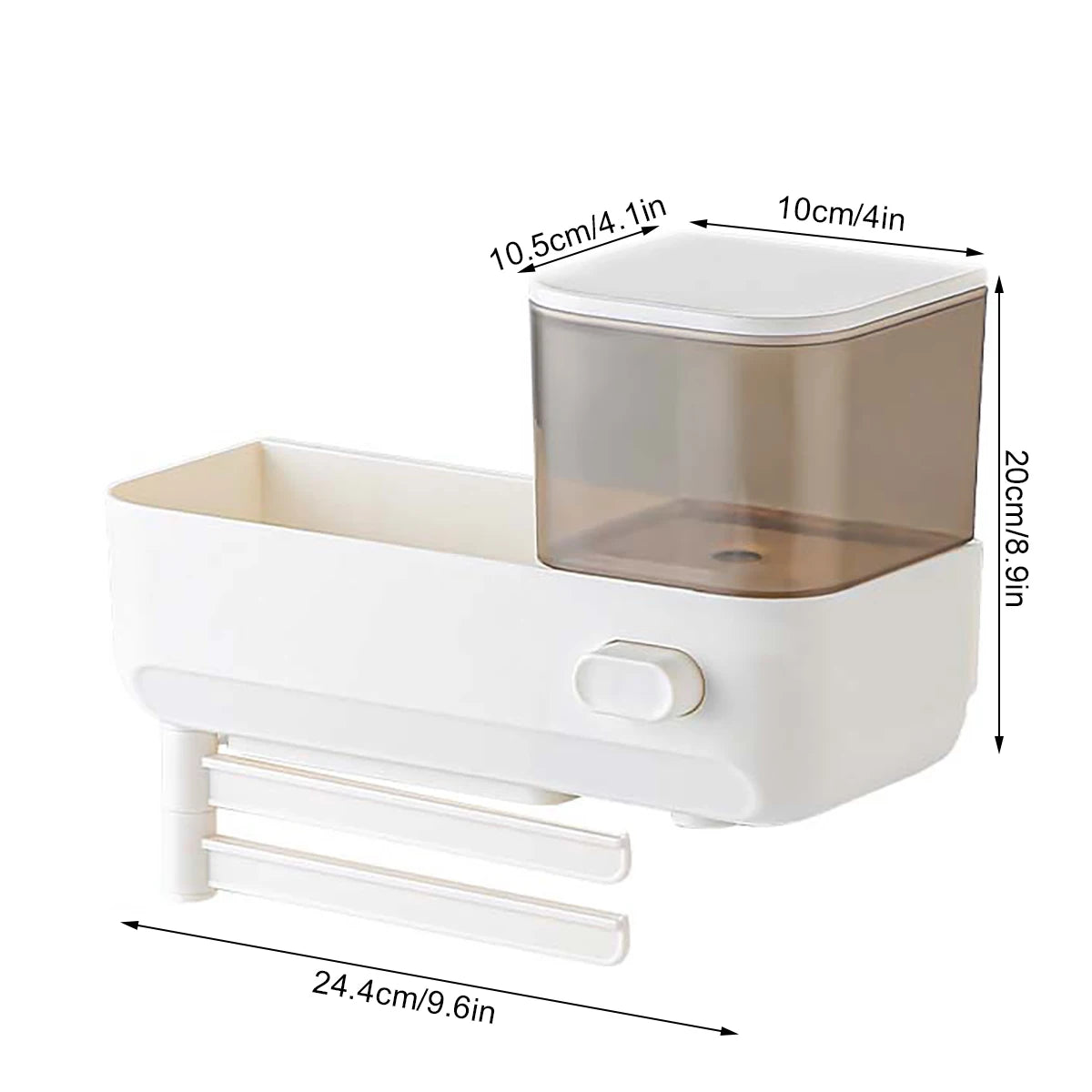 Wall Mounted Hand Soap Dispenser with Storage Case for Sponges Brushes Scrubber Holder Hand Dish Liquid Dispenser Towel Hanger