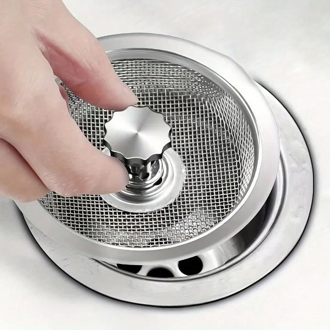 Universal Stainless Steel Sink Kitchen Strainer  Anti-Clogging Mesh Filter for Bathroom  Sinks Manual No Electricity Required Hover Image