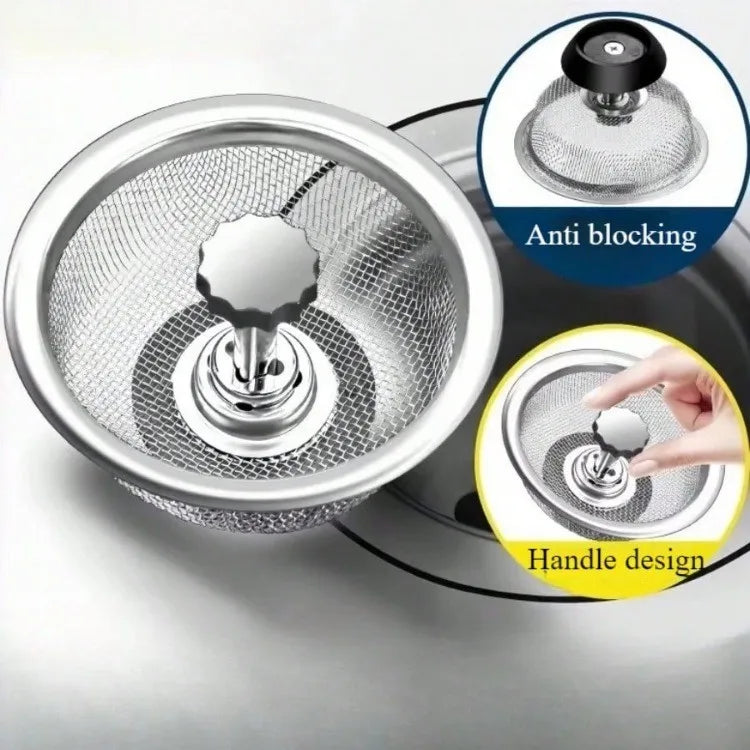 Universal Stainless Steel Sink Kitchen Strainer  Anti-Clogging Mesh Filter for Bathroom  Sinks Manual No Electricity Required