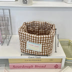 Ins Multi-function Storage Basket Foldable Large Capacity Home Decorate Cosmetic Sundry Fresh Lattice Quilted Desktop Organizer