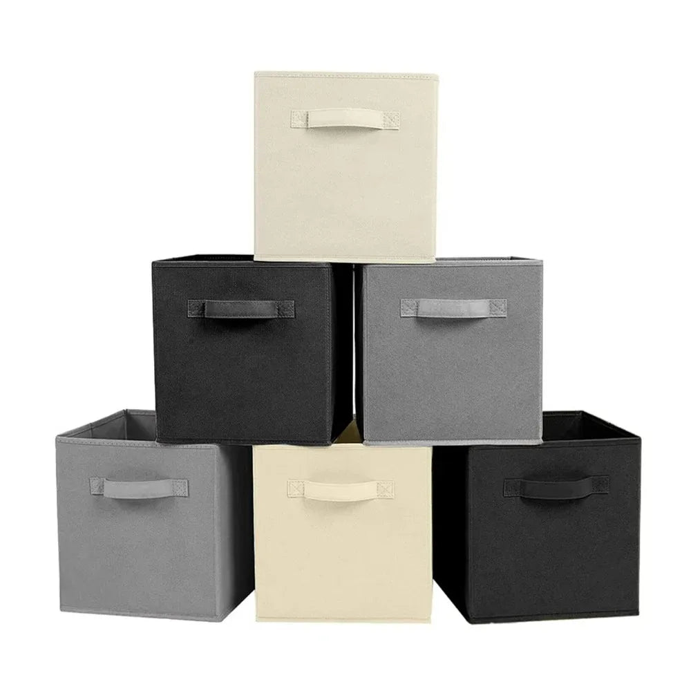 1PC Cube Storage Box Non Woven Foldable Home Supplies Wardrobe Space Saving for Toy Clothes Office Storage Organizer