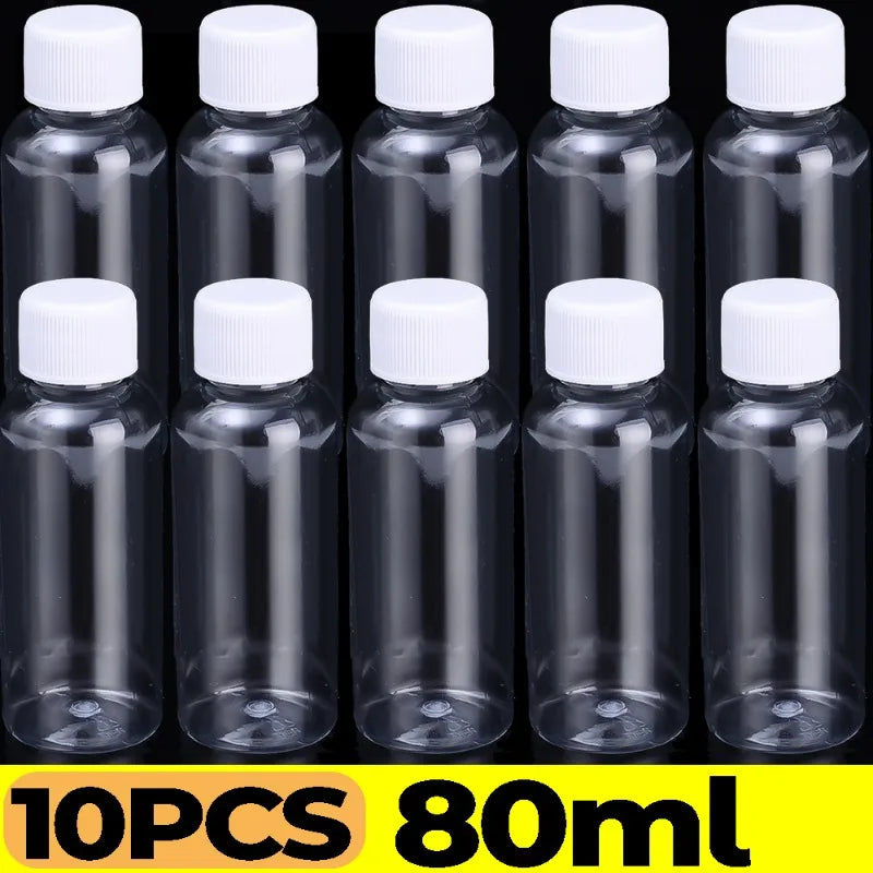 1/20PCS Refillable Bottle Empty Plastic Transparent Bottle with Screw Cap Portable Squeeze Sample Container 10/20/30/50/80/100ml