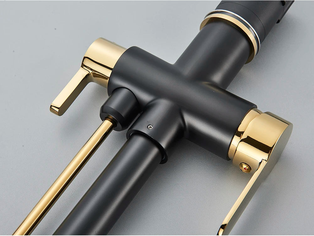 Black Purification Kitchen Faucets Pull Out Kitchen Water Filter Tap 3 Way Mixer Tap torneira para cozinha de parede Crane