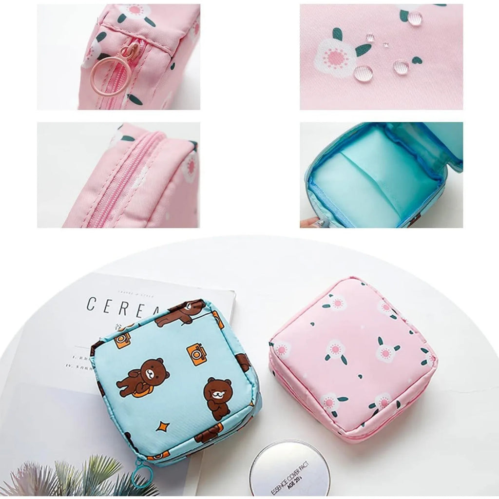 Portable Waterproof Sanitary Pad Holder Bag - Zippered Pouch for Tampons Pads, Menstrual Organizer for Women Girls Travel