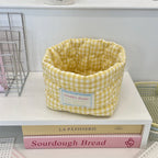 Ins Multi-function Storage Basket Foldable Large Capacity Home Decorate Cosmetic Sundry Fresh Lattice Quilted Desktop Organizer