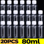 1/20PCS Refillable Bottle Empty Plastic Transparent Bottle with Screw Cap Portable Squeeze Sample Container 10/20/30/50/80/100ml