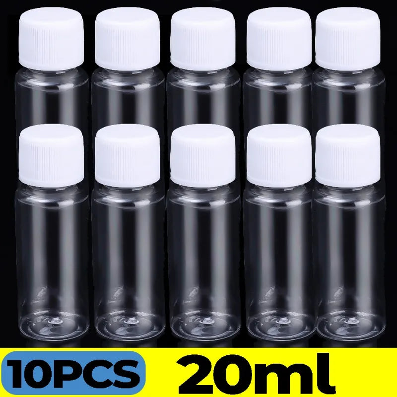 1/20PCS Refillable Bottle Empty Plastic Transparent Bottle with Screw Cap Portable Squeeze Sample Container 10/20/30/50/80/100ml