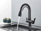 Black Purification Kitchen Faucets Pull Out Kitchen Water Filter Tap 3 Way Mixer Tap torneira para cozinha de parede Crane