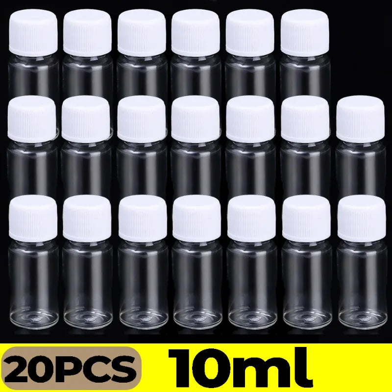 1/20PCS Refillable Bottle Empty Plastic Transparent Bottle with Screw Cap Portable Squeeze Sample Container 10/20/30/50/80/100ml