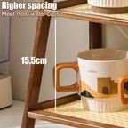 Countertop Organizer 2 Layer Coffee Cup Holder Multipurpose Bamboo Storage Shelf for Hotel Apartment Dressing Table Kitchen Home