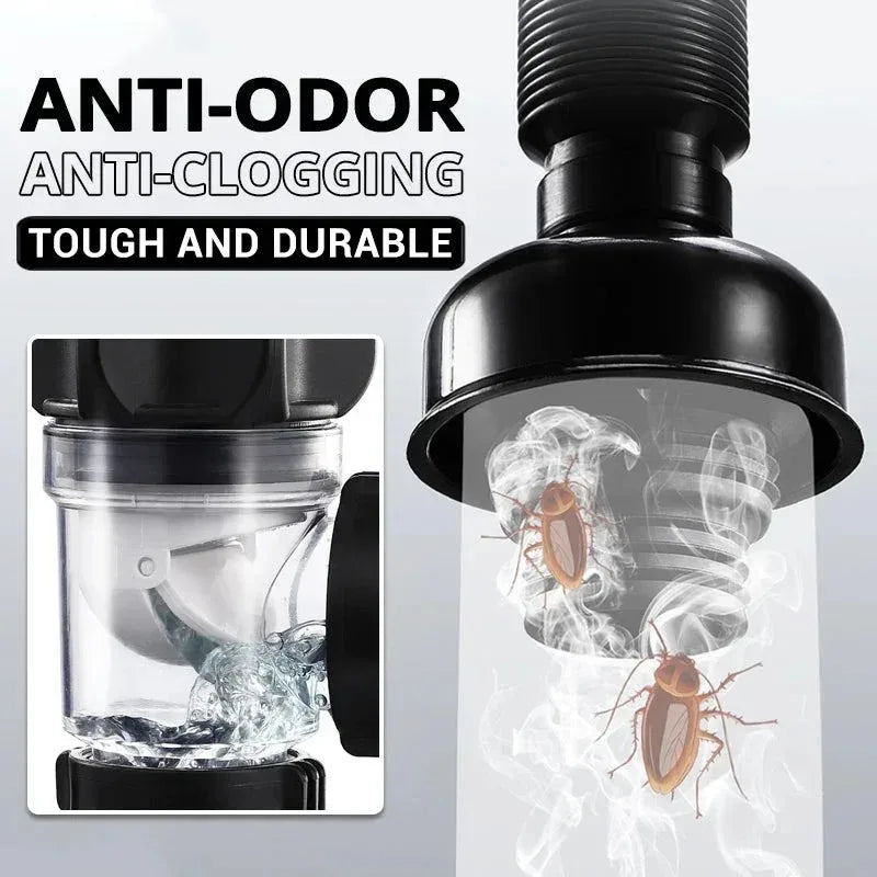 1-3 PCS Flip Top Anti-Odor Drain Pipe Set Sink Drain Retractable Deodorizing Filter Flexible Downspout Bathroom Anti Clogging