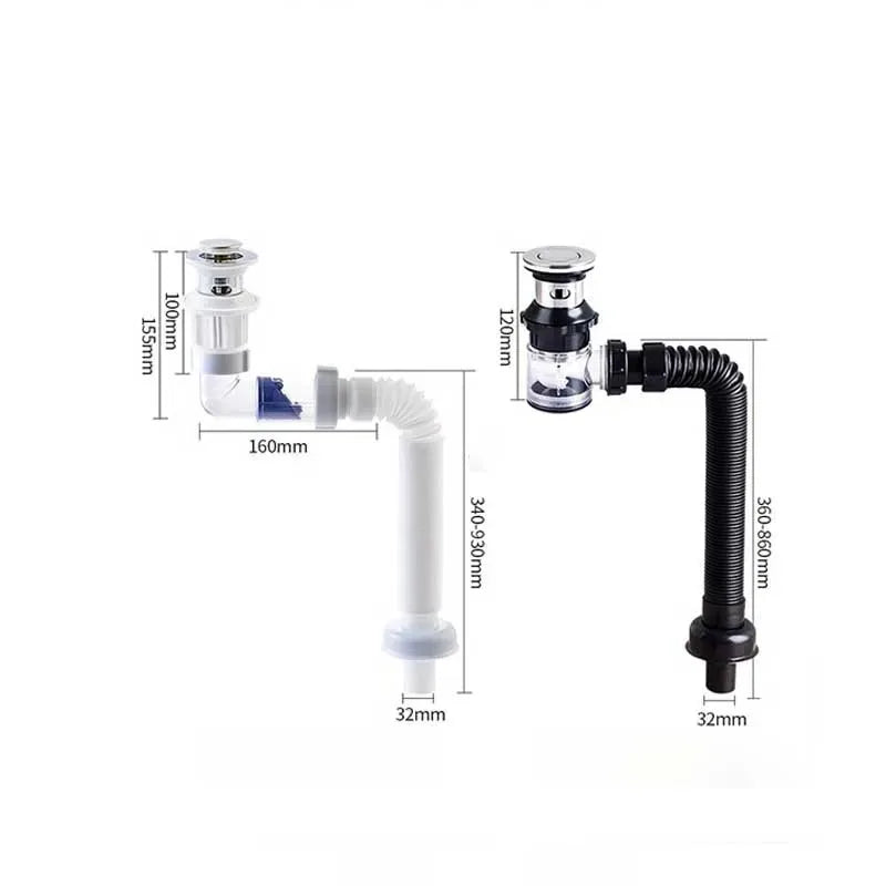1-3 PCS Flip Top Anti-Odor Drain Pipe Set Sink Drain Retractable Deodorizing Filter Flexible Downspout Bathroom Anti Clogging