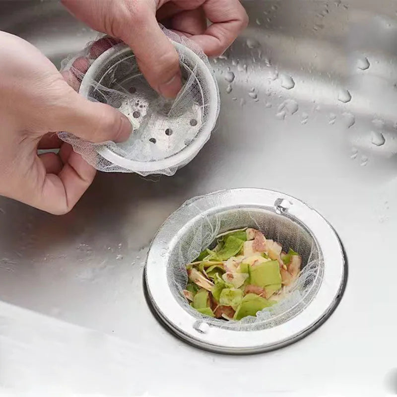 100pcs Disposable Sink Filter Kitchen Sewer Net Garbage Filter Bag Sink Strainer Accessories Bathroom0 Drain Hair Anti-blocking
