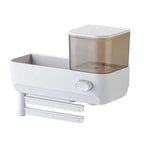 Wall Mounted Hand Soap Dispenser with Storage Case for Sponges Brushes Scrubber Holder Hand Dish Liquid Dispenser Towel Hanger