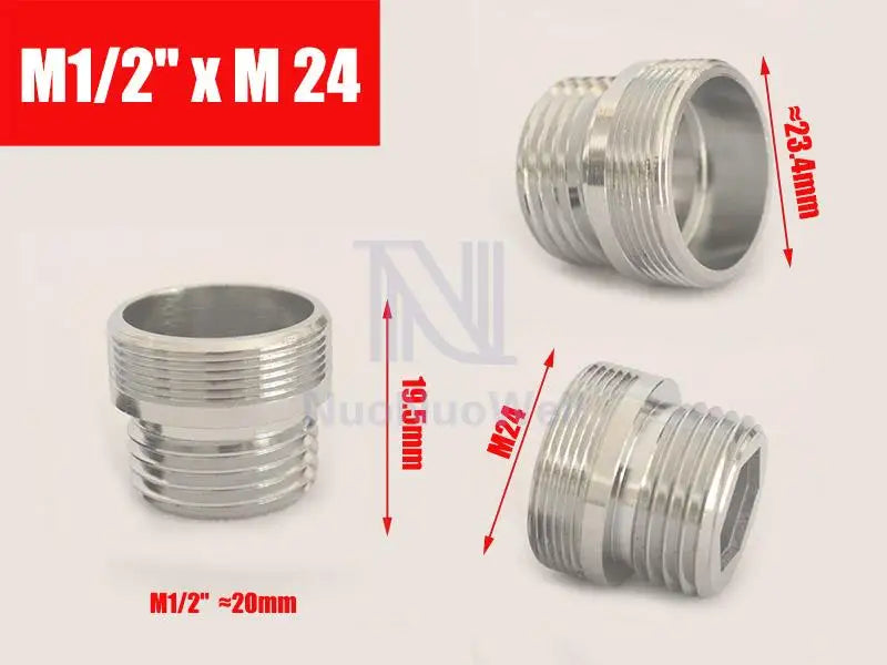 1pc 1/2'' BSP Male Thread Change To 16 18 20 22 24 26 28 30  Male Female Faucet Adapter Kitchen Bathroom Brass Water Tape Joint