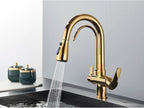Black Purification Kitchen Faucets Pull Out Kitchen Water Filter Tap 3 Way Mixer Tap torneira para cozinha de parede Crane