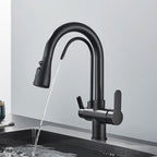 Black Purification Kitchen Faucets Pull Out Kitchen Water Filter Tap 3 Way Mixer Tap torneira para cozinha de parede Crane