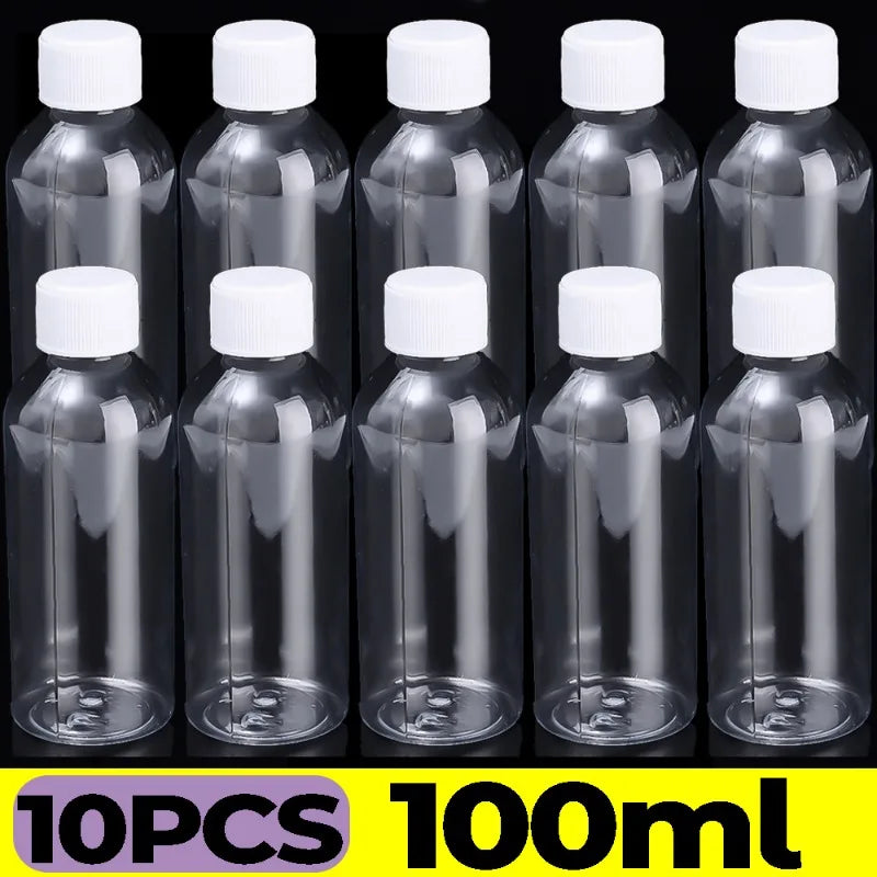 1/20PCS Refillable Bottle Empty Plastic Transparent Bottle with Screw Cap Portable Squeeze Sample Container 10/20/30/50/80/100ml