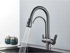 Black Purification Kitchen Faucets Pull Out Kitchen Water Filter Tap 3 Way Mixer Tap torneira para cozinha de parede Crane