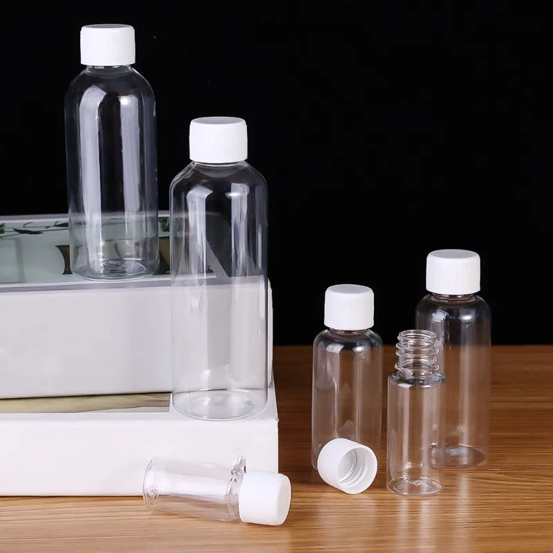 1/20PCS Refillable Bottle Empty Plastic Transparent Bottle with Screw Cap Portable Squeeze Sample Container 10/20/30/50/80/100ml