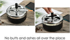 Round Push Down Spinning Metal Ashtray with Cigarette Cigar Smoking Smoke Ash Tray - Black