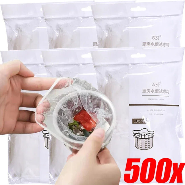 500/30pcs Disposable Kitchen Sink Filter Kitchen Sink Strainer Drain Hole Mesh Bags Anti-blocking Garbage Bag Filters Strainers Hover Image