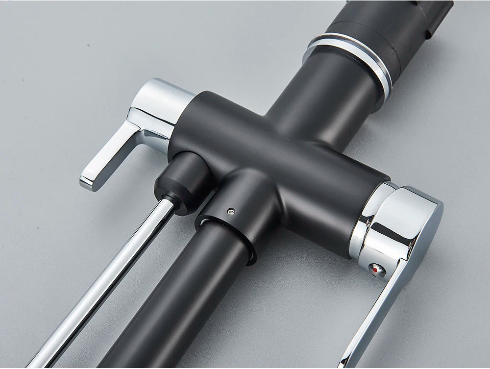 Black Purification Kitchen Faucets Pull Out Kitchen Water Filter Tap 3 Way Mixer Tap torneira para cozinha de parede Crane