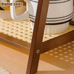 Countertop Organizer 2 Layer Coffee Cup Holder Multipurpose Bamboo Storage Shelf for Hotel Apartment Dressing Table Kitchen Home