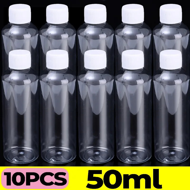 1/20PCS Refillable Bottle Empty Plastic Transparent Bottle with Screw Cap Portable Squeeze Sample Container 10/20/30/50/80/100ml