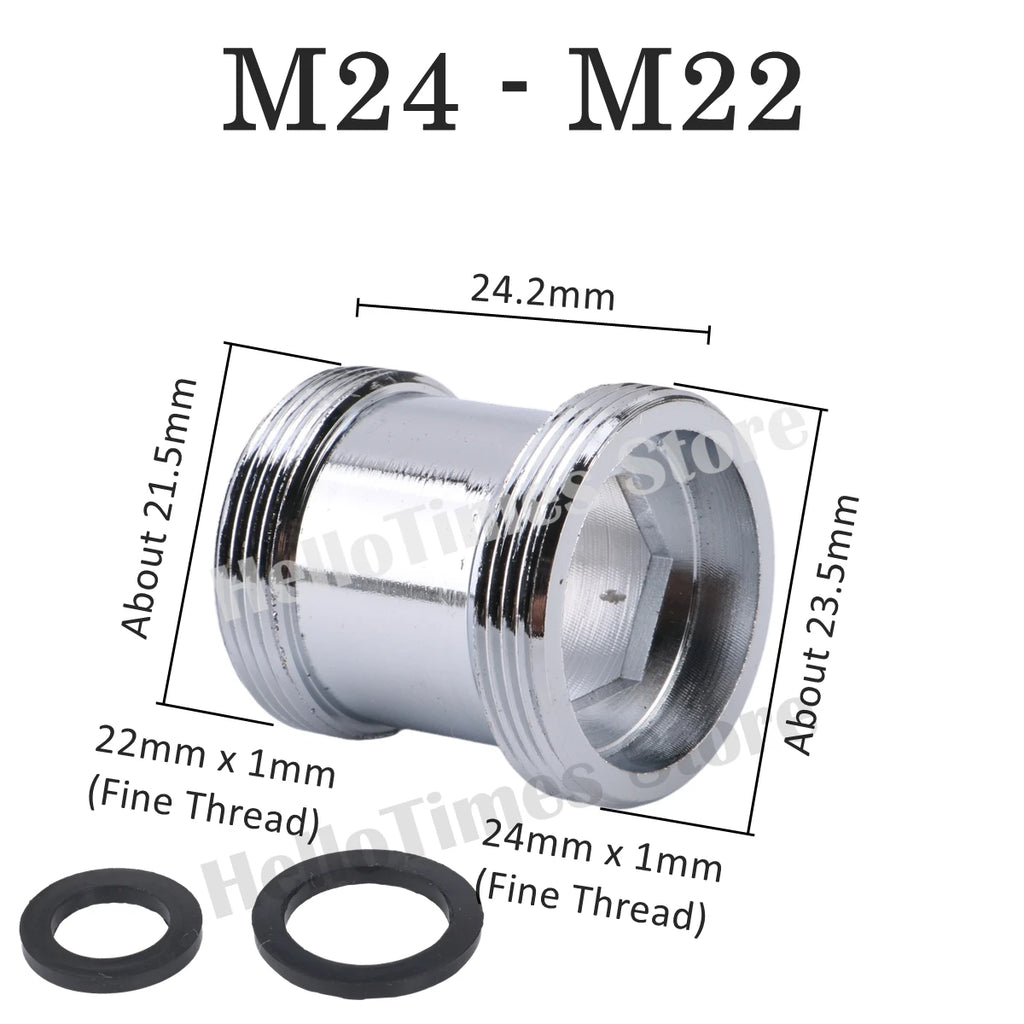 lengthened Kitchen Faucet Adapter 16 18 20 22 24mm To M22 Connector Kitchen Aerator Water Faucet  Bubbler Conversion Fittings