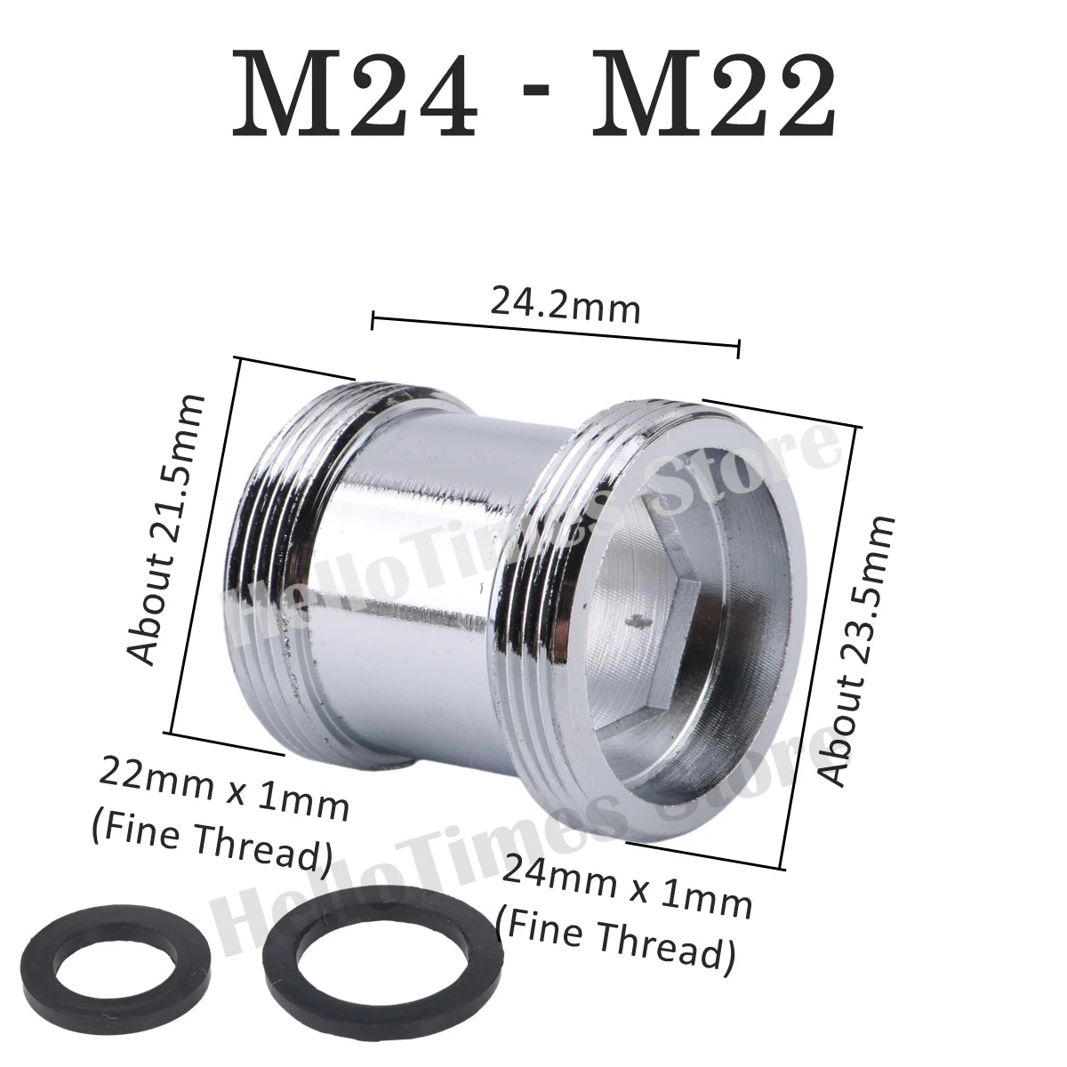 lengthened Kitchen Faucet Adapter 16 18 20 22 24mm To M22 Connector Kitchen Aerator Water Faucet  Bubbler Conversion Fittings