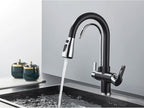 Black Purification Kitchen Faucets Pull Out Kitchen Water Filter Tap 3 Way Mixer Tap torneira para cozinha de parede Crane