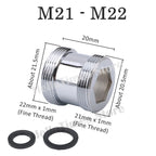 lengthened Kitchen Faucet Adapter 16 18 20 22 24mm To M22 Connector Kitchen Aerator Water Faucet  Bubbler Conversion Fittings