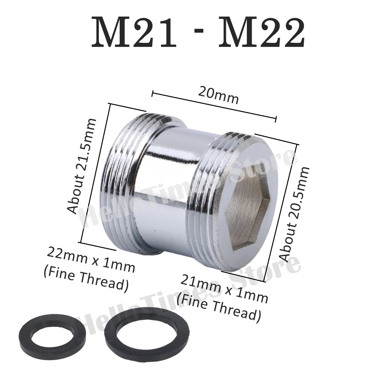 lengthened Kitchen Faucet Adapter 16 18 20 22 24mm To M22 Connector Kitchen Aerator Water Faucet  Bubbler Conversion Fittings