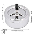 Round Push Down Spinning Metal Ashtray with Cigarette Cigar Smoking Smoke Ash Tray - Black