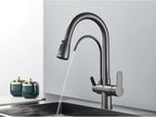 Black Purification Kitchen Faucets Pull Out Kitchen Water Filter Tap 3 Way Mixer Tap torneira para cozinha de parede Crane