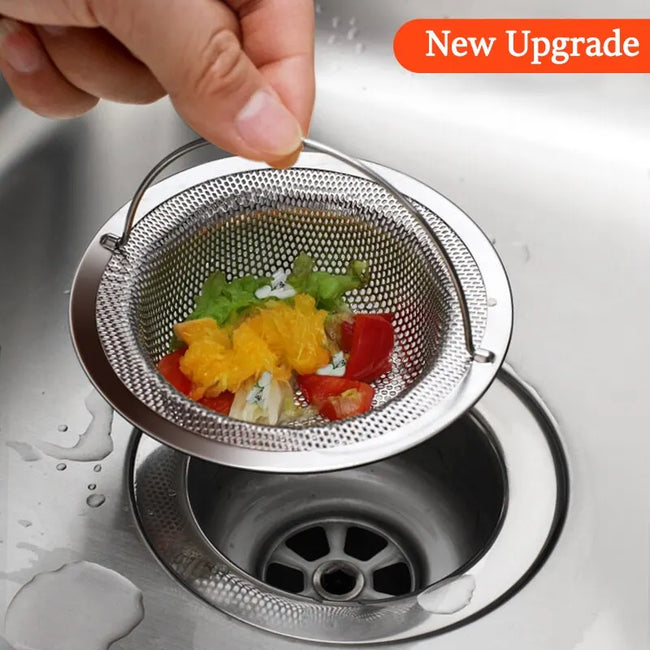 1Pc Stainless Steel Sink Filter Trap Bathtub Hair Catcher Stopper Kitchen Coffee Food Slag Mesh Strainer Floor Drain with Handle Hover Image