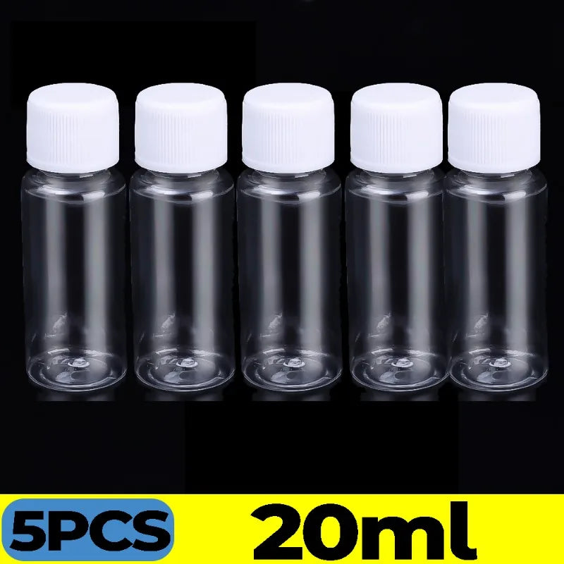 1/20PCS Refillable Bottle Empty Plastic Transparent Bottle with Screw Cap Portable Squeeze Sample Container 10/20/30/50/80/100ml