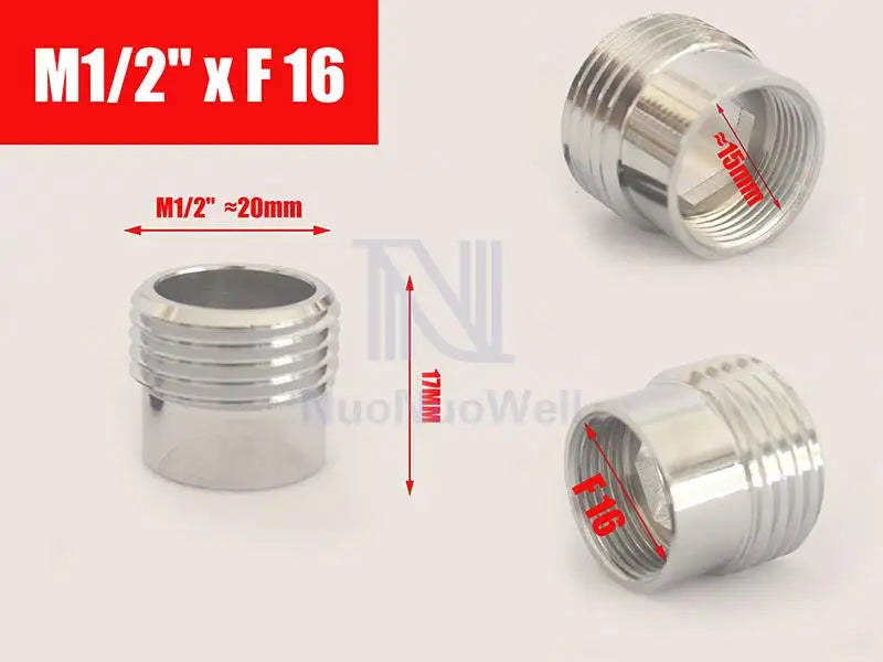 1pc 1/2'' BSP Male Thread Change To 16 18 20 22 24 26 28 30  Male Female Faucet Adapter Kitchen Bathroom Brass Water Tape Joint