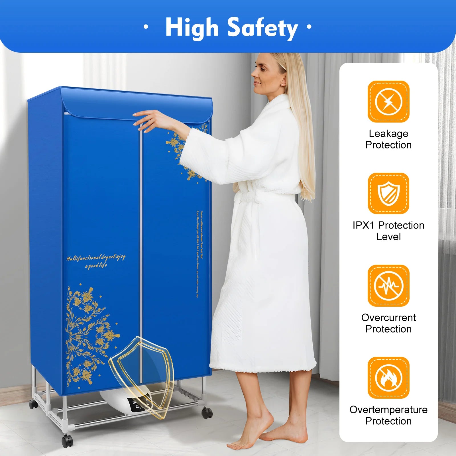 220V Folding Remote Control Dryer with Pattern for Drying Clothes 3 Gears Adjustment Dryer