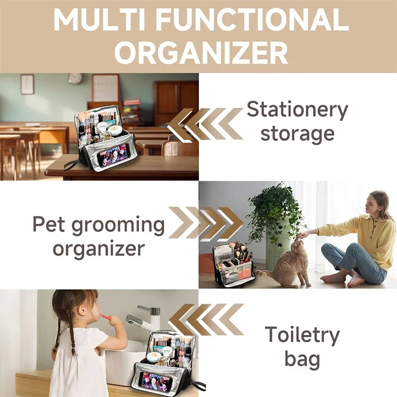 Vertical Cosmetic Bag - Portable, Large Capacity, Waterproof Multipurpose Vertical Toiletry Bag for Women,Stationery Storage Bag