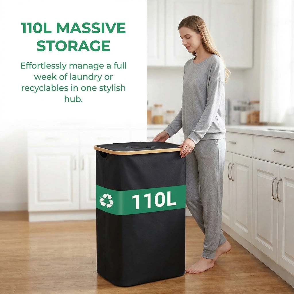 110L/160L Recycling Basket Collection Bag Empty Bottle Storage, Oxford Cloth Foldable, With Removable Recyclable Bottle Tote Bag