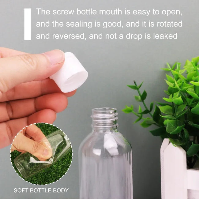 1/20PCS Refillable Bottle Empty Plastic Transparent Bottle with Screw Cap Portable Squeeze Sample Container 10/20/30/50/80/100ml Main Image