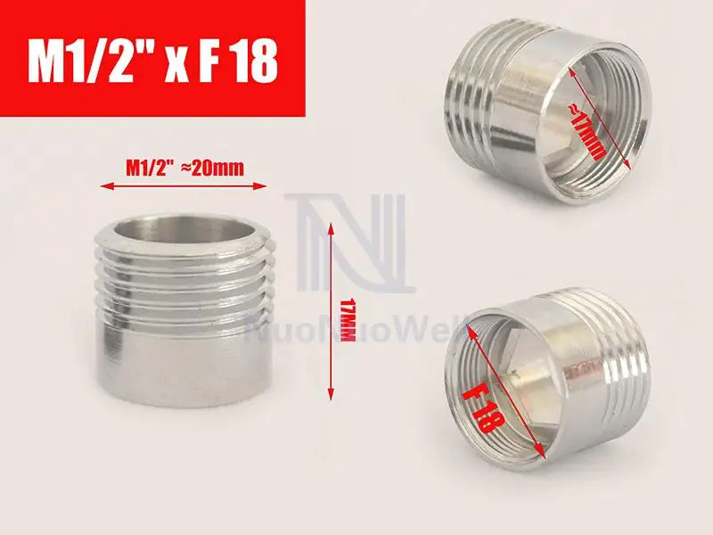 1pc 1/2'' BSP Male Thread Change To 16 18 20 22 24 26 28 30  Male Female Faucet Adapter Kitchen Bathroom Brass Water Tape Joint