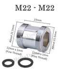 lengthened Kitchen Faucet Adapter 16 18 20 22 24mm To M22 Connector Kitchen Aerator Water Faucet  Bubbler Conversion Fittings