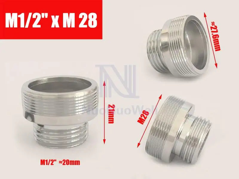 1pc 1/2'' BSP Male Thread Change To 16 18 20 22 24 26 28 30  Male Female Faucet Adapter Kitchen Bathroom Brass Water Tape Joint